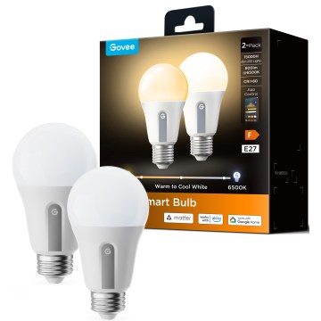 Govee - SADA 2x LED Stmievateľná žiarovka Smart MATTER A60 E27/9W/230V 2700-6500K Wi-Fi