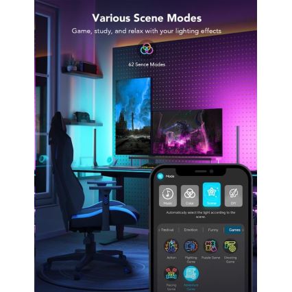 Govee - SADA 2x Smart Gaming Wi-Fi LED RGBIC Panely + Smart Dual + diaľkové ovládanie