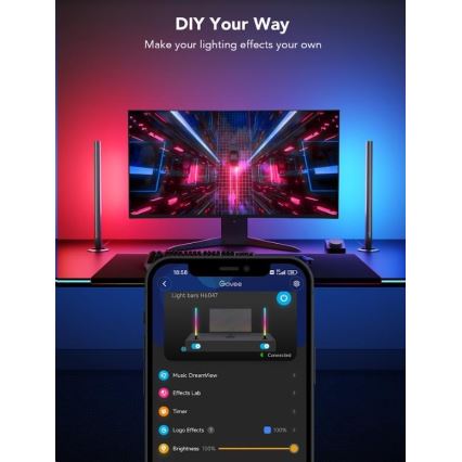 Govee - SADA 2x Smart Gaming Wi-Fi LED RGBIC Panely + Smart Dual + diaľkové ovládanie