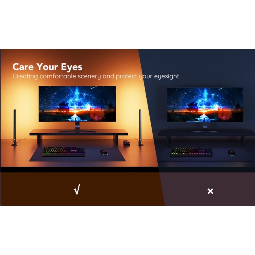 Govee - SADA 2x Smart Gaming Wi-Fi LED RGBIC Panely + Smart Dual + diaľkové ovládanie