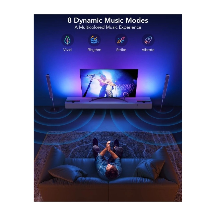 Govee - SMART LED RGBIC panel 38 cm pre TV 43-75 - 2 ks Wi-Fi