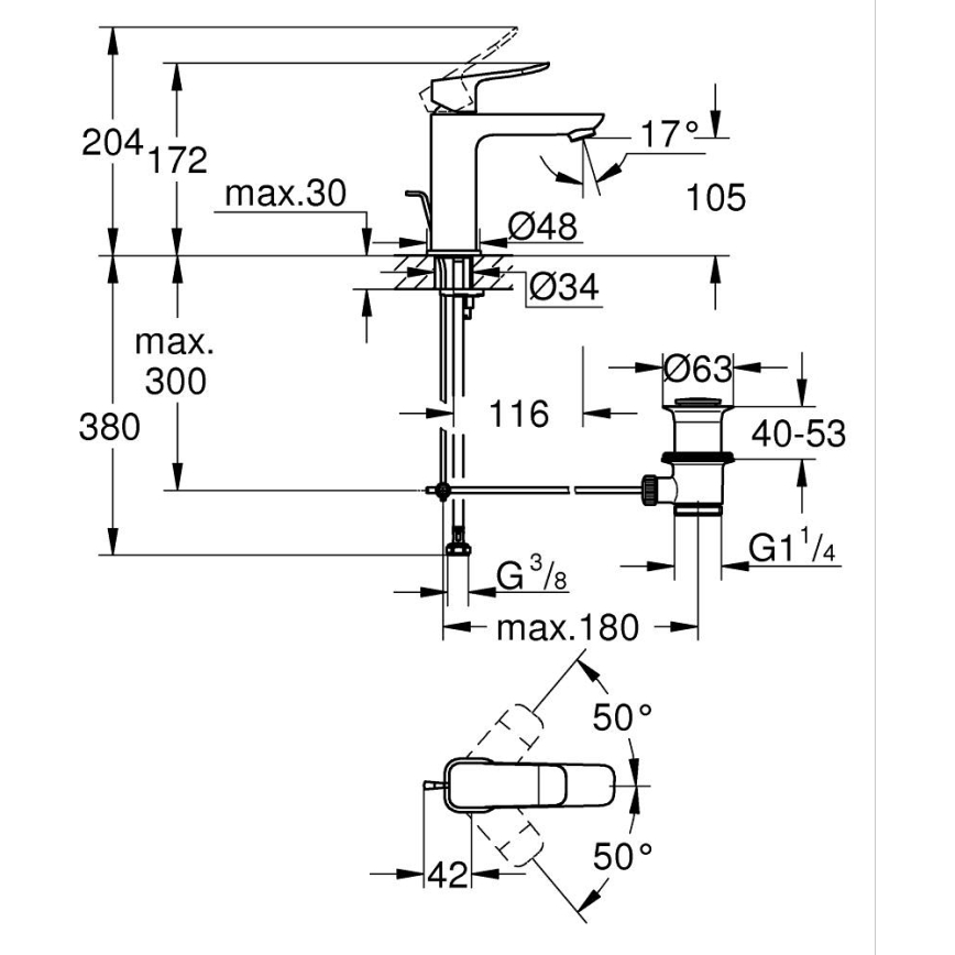 GROHE 1018320000 - Umývadlová batéria DICE M lesklý chróm