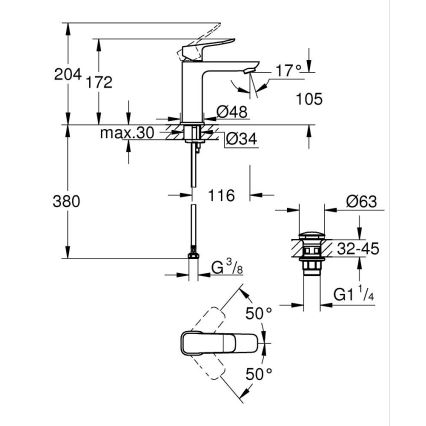 GROHE 1018330000 - Umývadlová batéria DICE M lesklý chróm