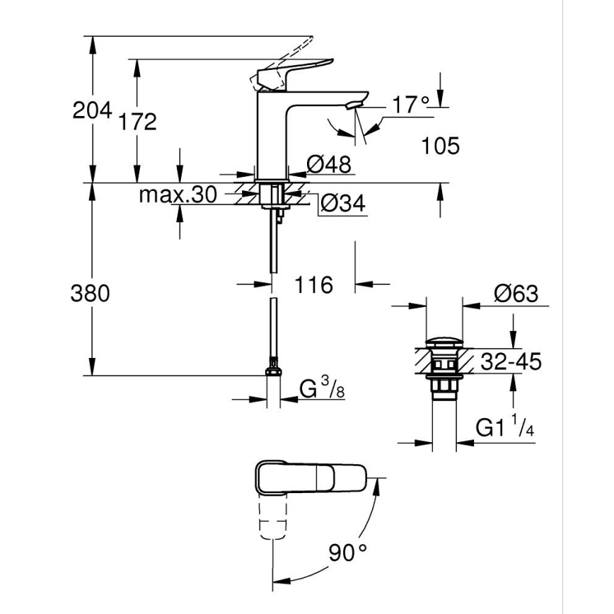 GROHE 1018362430 - Umývadlová batéria DICE M čierna