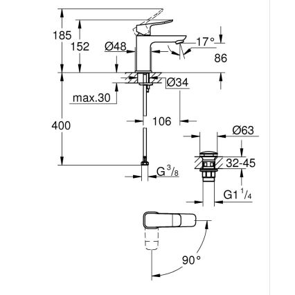 GROHE 1018610000 - Umývadlová batéria DICE S lesklý chróm