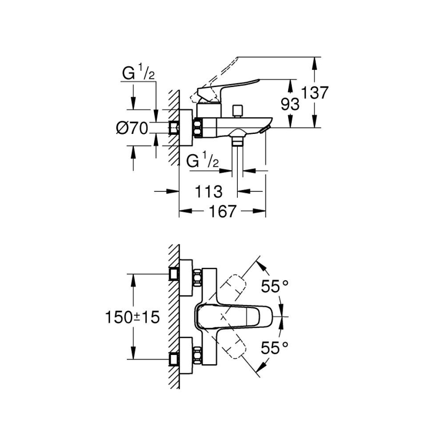 GROHE 1018720000 - Vaňová batéria DICE v lesklom chrómovom prevedení