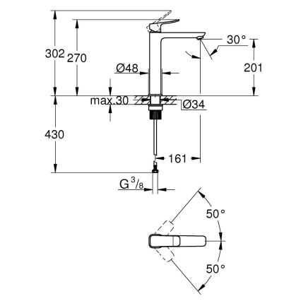 GROHE 1018920000 - Umývadlová batéria DICE XL lesklý chróm