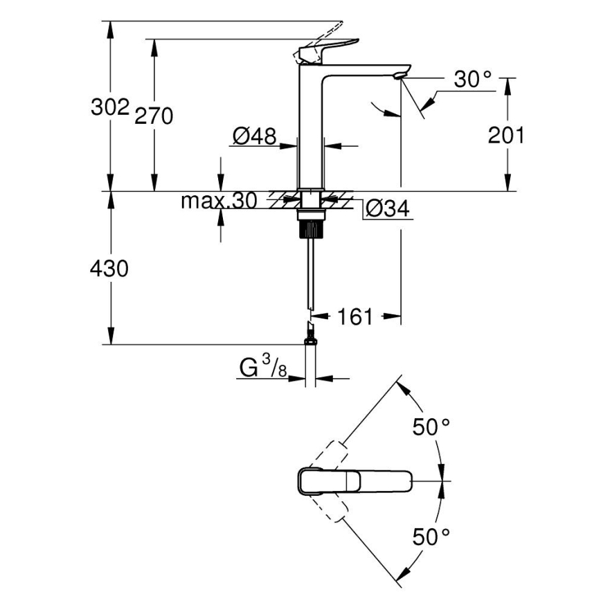 GROHE 1018922430 - Umyvadlová batéria DICE XL čierna
