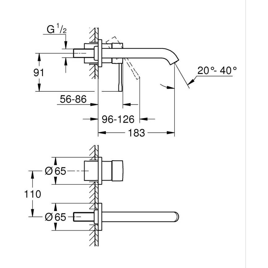 GROHE 19408DC1 - Umývadlová batéria ESSENCE 183 mm nerezová oceľ