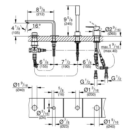 GROHE 19577001 - Vaňová štvorotvorová kombinácia LINEARE lesklý chróm