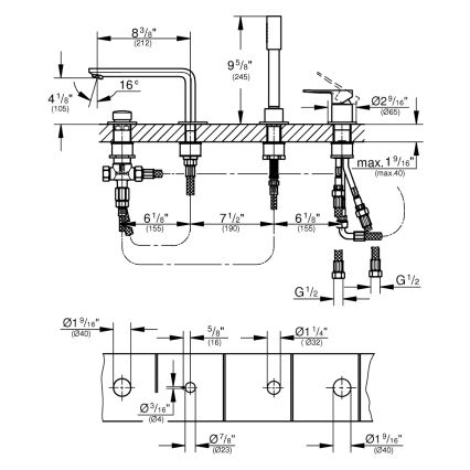 GROHE 19577001 - Vaňová štvorotvorová kombinácia LINEARE lesklý chróm