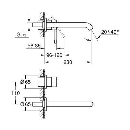 GROHE 19967GL1 - Dvojotvorová umývadlová batéria ESSENCE 230 mm zlatá