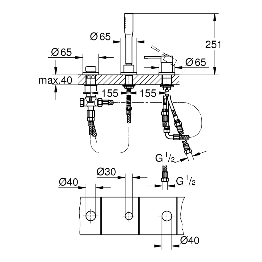 GROHE 19976001 - Vaňová trojotvorová kombinácia ESSENCE, lesklý chróm