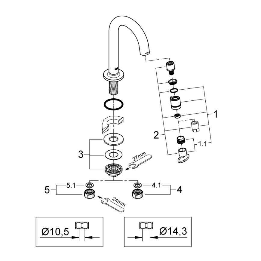 GROHE 20201000 - Stojankový ventil UNIVERSAL 113 mm lesklý chróm