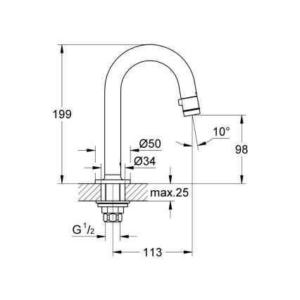GROHE 20201000 - Stojankový ventil UNIVERSAL 113 mm lesklý chróm