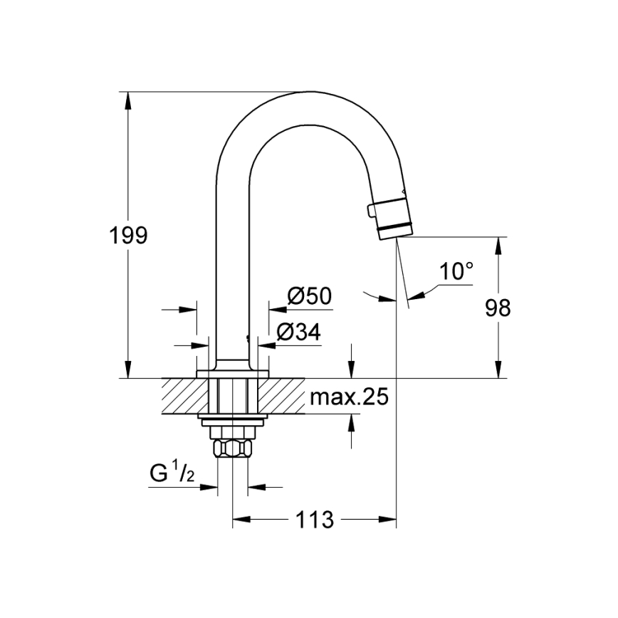 GROHE 20201000 - Stojankový ventil UNIVERSAL 113 mm lesklý chróm