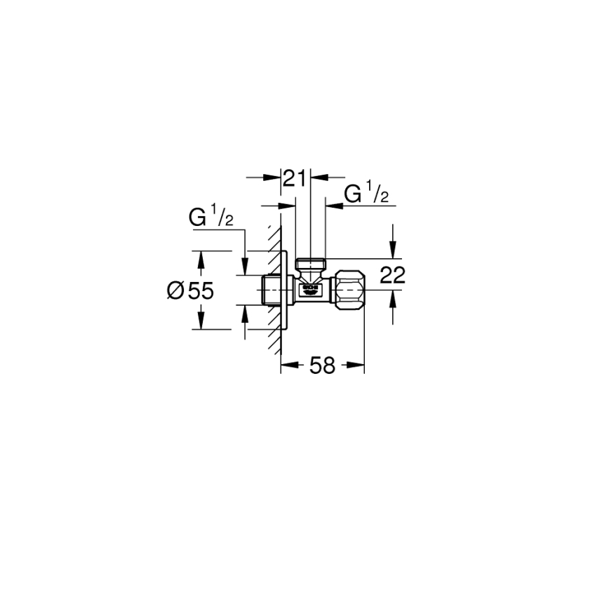 GROHE 22025000 - Rohový ventil UNIVERSAL DN 15, lesklý chróm