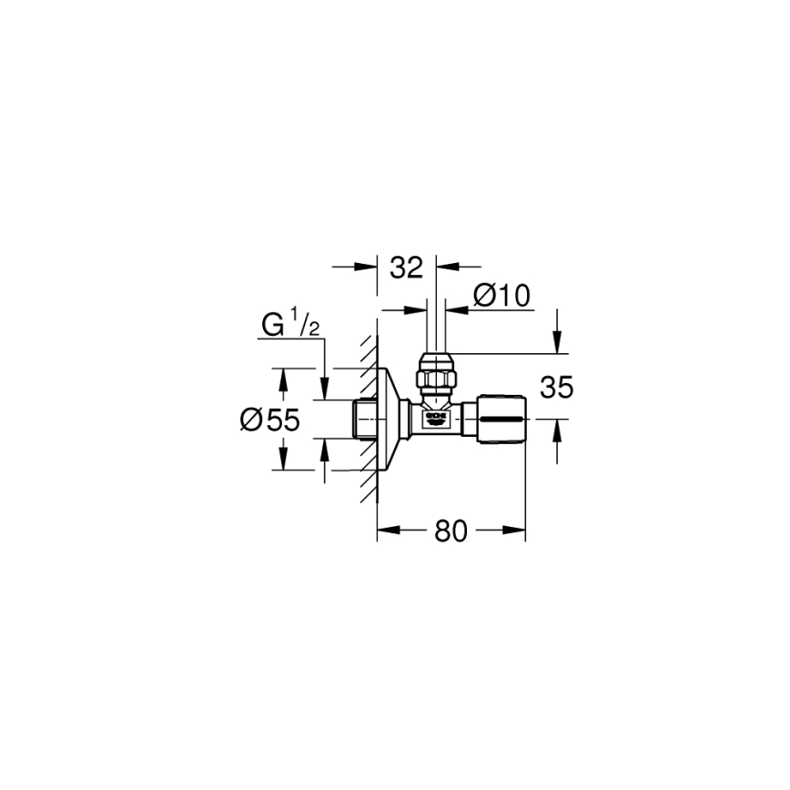 GROHE 22037GN0 - Uhlový ventil UNIVERSAL G12” × G38” mosadz