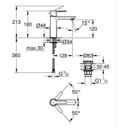 GROHE 23106001 - Umývadlová batéria LINEARE, veľkosť S, lesklý chróm