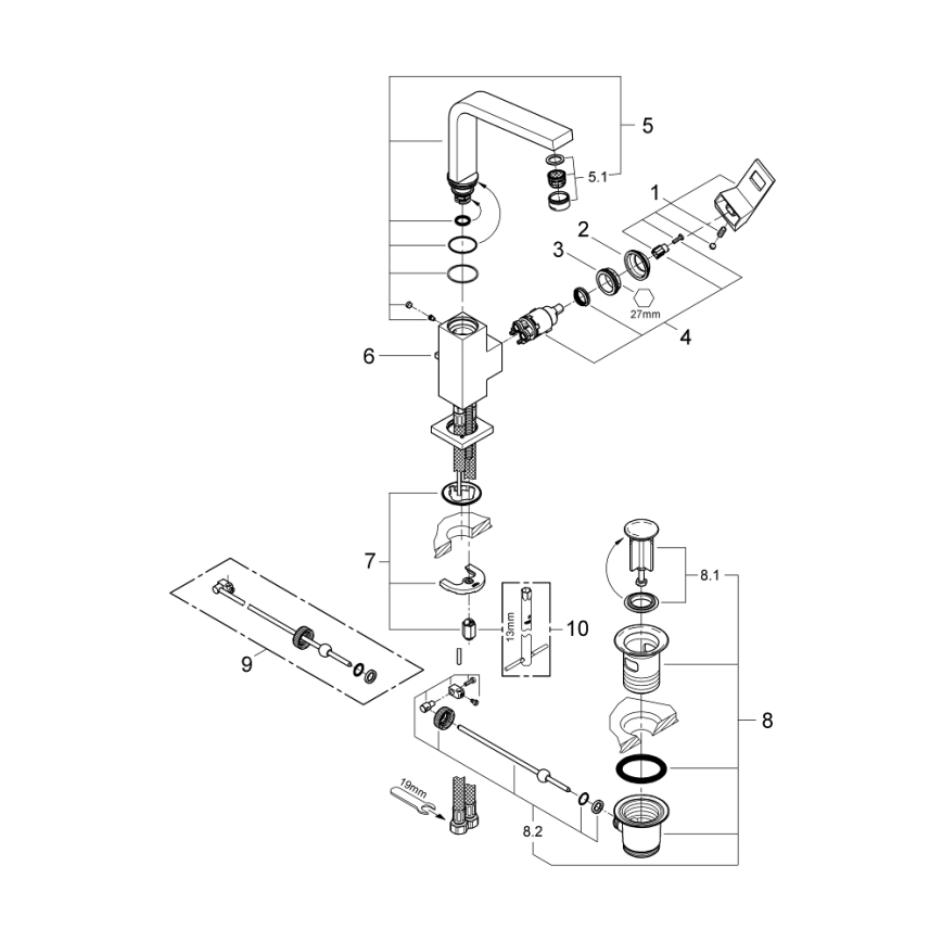 GROHE 2313500E - Umývadlová batéria EUROCUBE veľkosť L lesklý chróm