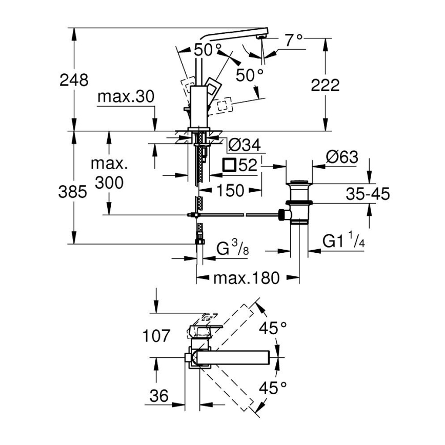 GROHE 2313500E - Umývadlová batéria EUROCUBE veľkosť L lesklý chróm