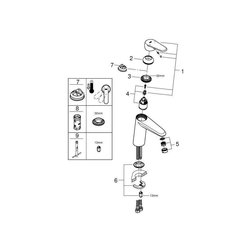 GROHE 23449002 - Umývadlová batéria EURODISC COSMOPOLITAN, veľkosť M, chróm