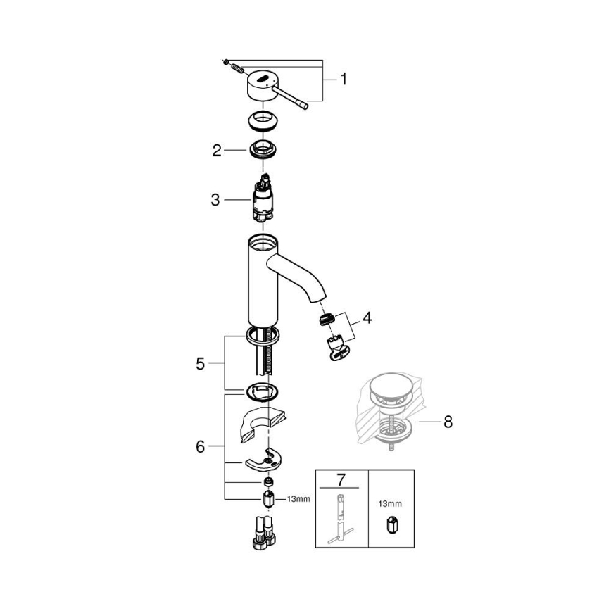 GROHE 23590A01 - Umývadlová batéria ESSENCE DN 15 veľkosť S grafit
