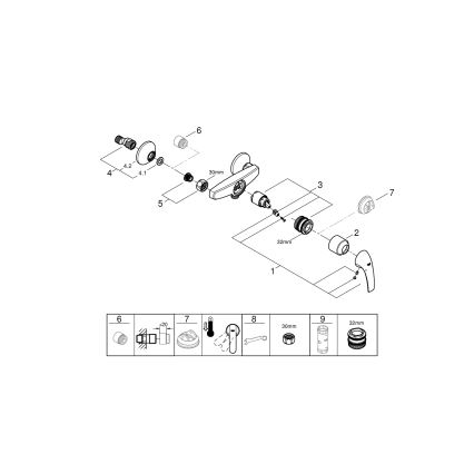 GROHE 23631000 - Sprchová batéria BAUCURVE 150 mm, lesklý chróm