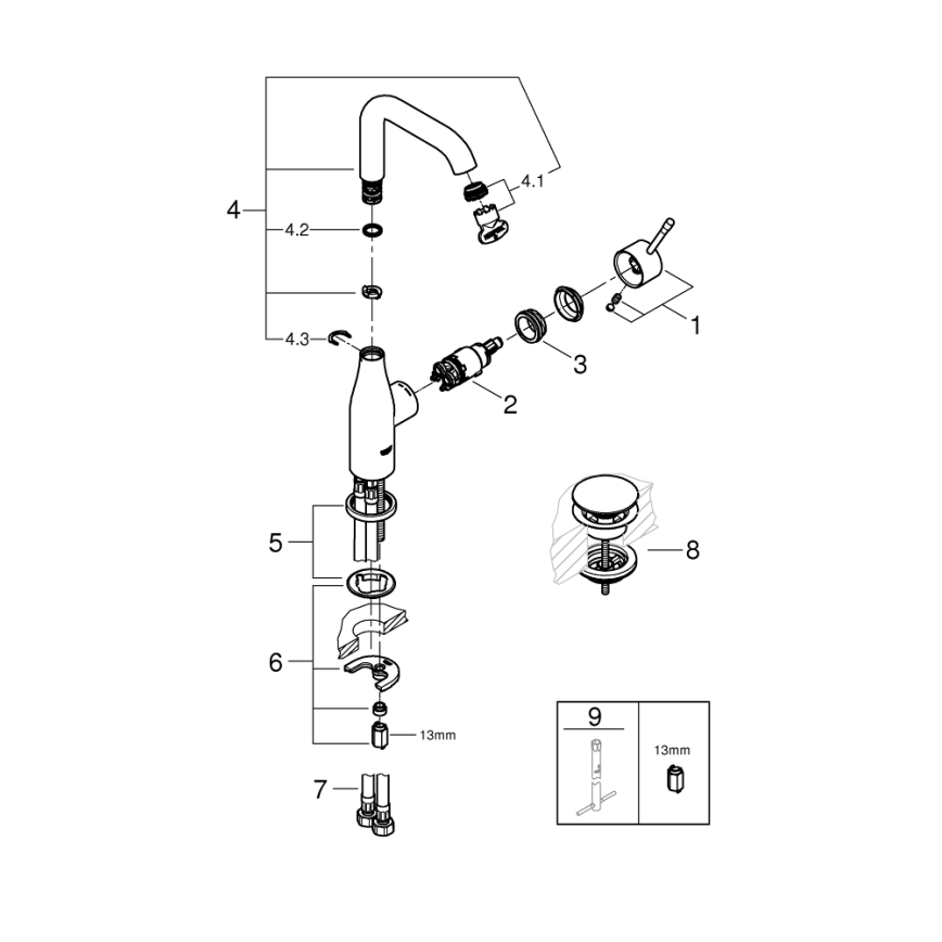 GROHE 23799001 - Umývadlová batéria ESSENCE veľkosť L lesklý chróm
