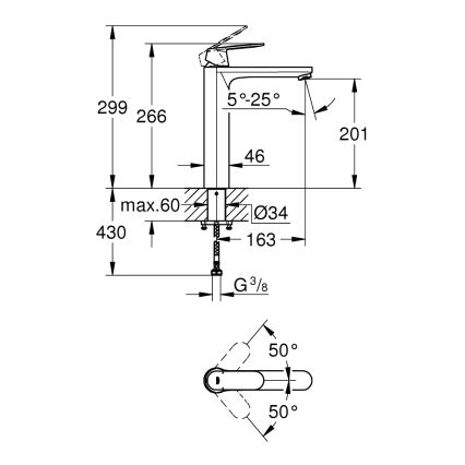 GROHE 23921000 - Umývadlová batéria EUROSMART COSMOPOLITAN XL lesklý chróm