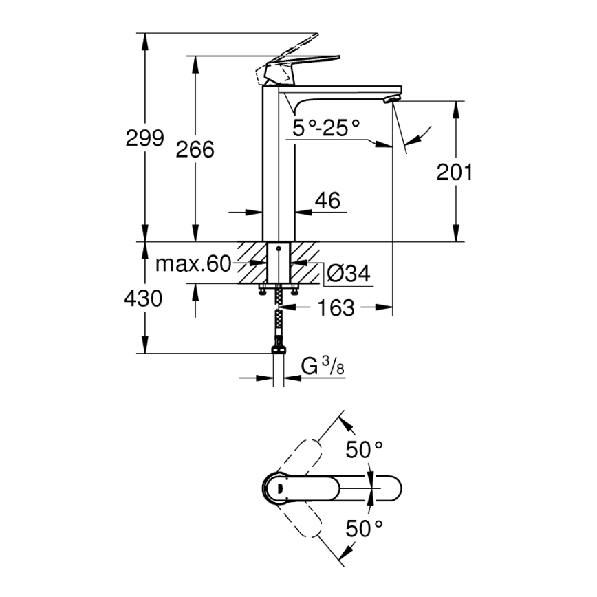 GROHE 23921000 - Umývadlová batéria EUROSMART COSMOPOLITAN XL lesklý chróm