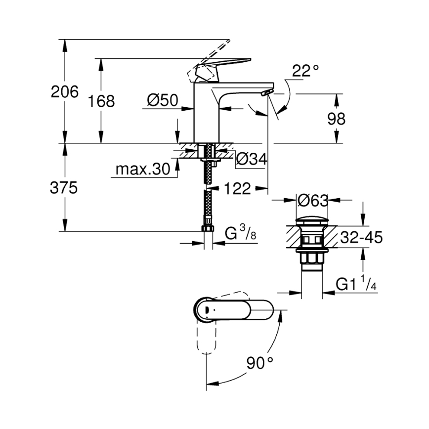 GROHE 23928000 - Umývadlová batéria DN 15 veľkosť M lesklý chróm