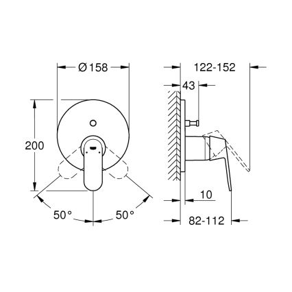 GROHE 24045000 - Batéria s dvojcestným prepínačom EUROSMART lesklý chróm