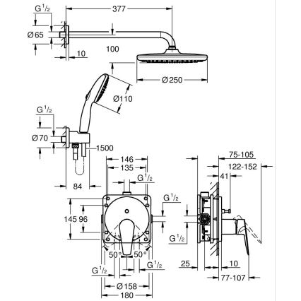 GROHE 25293000 - Sprchový set START EDGE 250 mm lesklý chróm