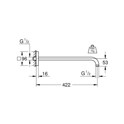 GROHE 26145000 - Sprchové rameno RAINSHOWER 422 mm lesklý chróm