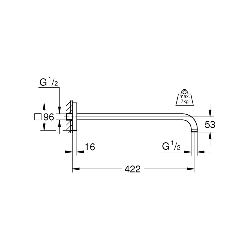 GROHE 26145000 - Sprchové rameno RAINSHOWER 422 mm lesklý chróm