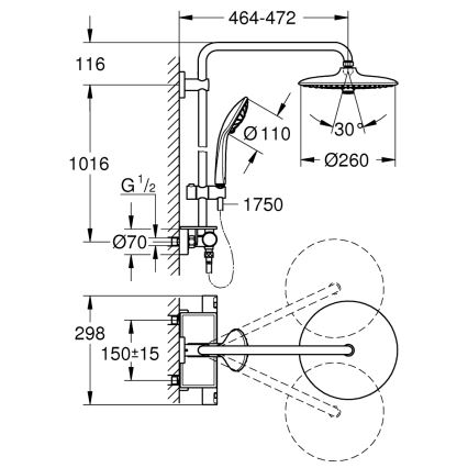 GROHE 26403001 - Sprchový systém VITALIO JOY 260 450 mm lesklý chróm