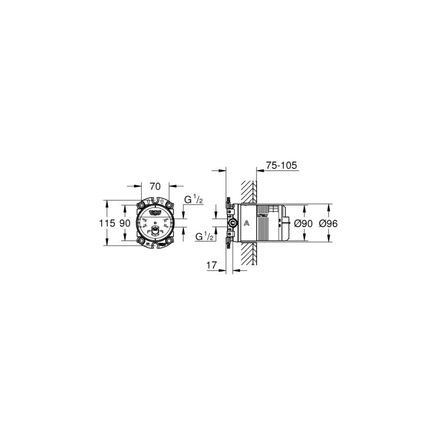 GROHE 26484000 - Univerzálne podomietkové teleso RAINSHOWER DN 15 lesklý chróm