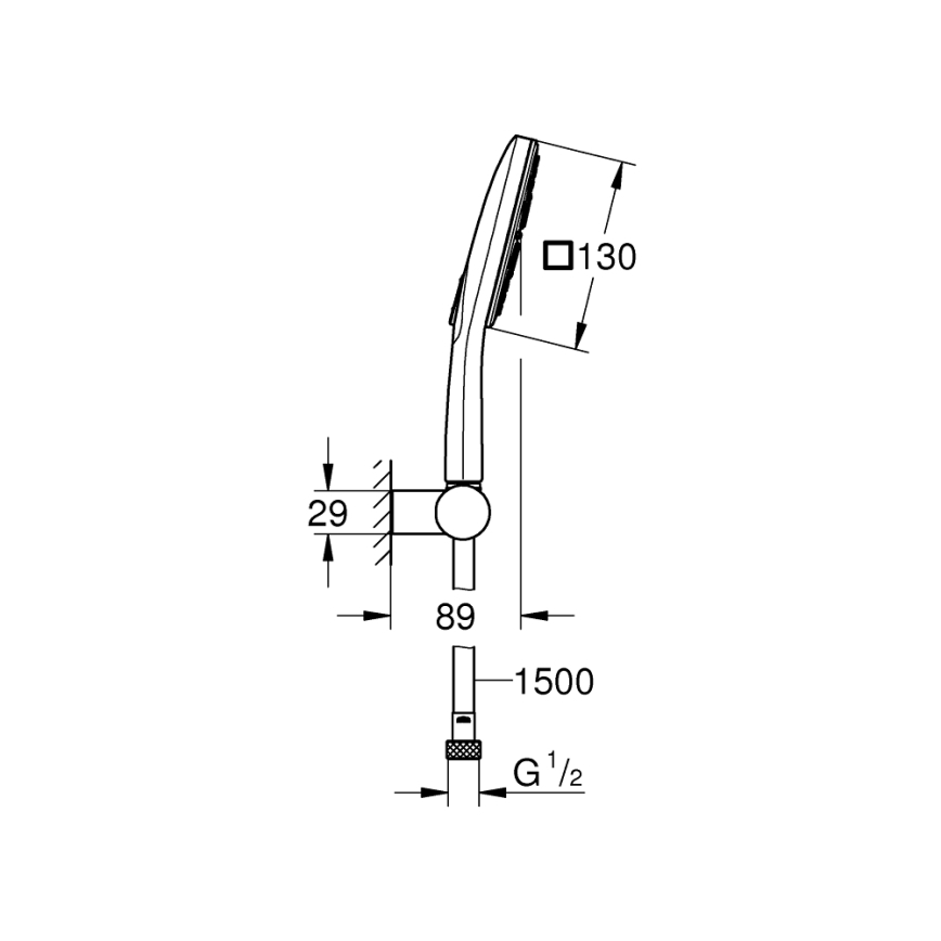 GROHE 26588000 - Sada ručnej sprchy RAINSHOWER SMARTACTIVE 130 CUBE lesklý chróm