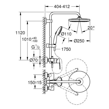 GROHE 26679001 - Sprchový systém VITALIO START 250 390 mm lesklý chróm