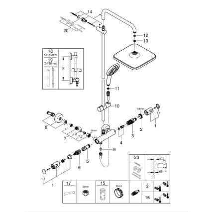 GROHE 26696001 - Sprchový systém VITALIO COMFORT 250, 250 × 250 mm, lesklý chróm