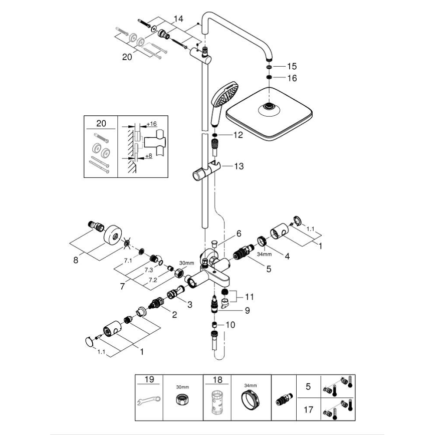 GROHE 26984001 - Sprchový systém VITALIO COMFORT 390 mm lesklý chróm