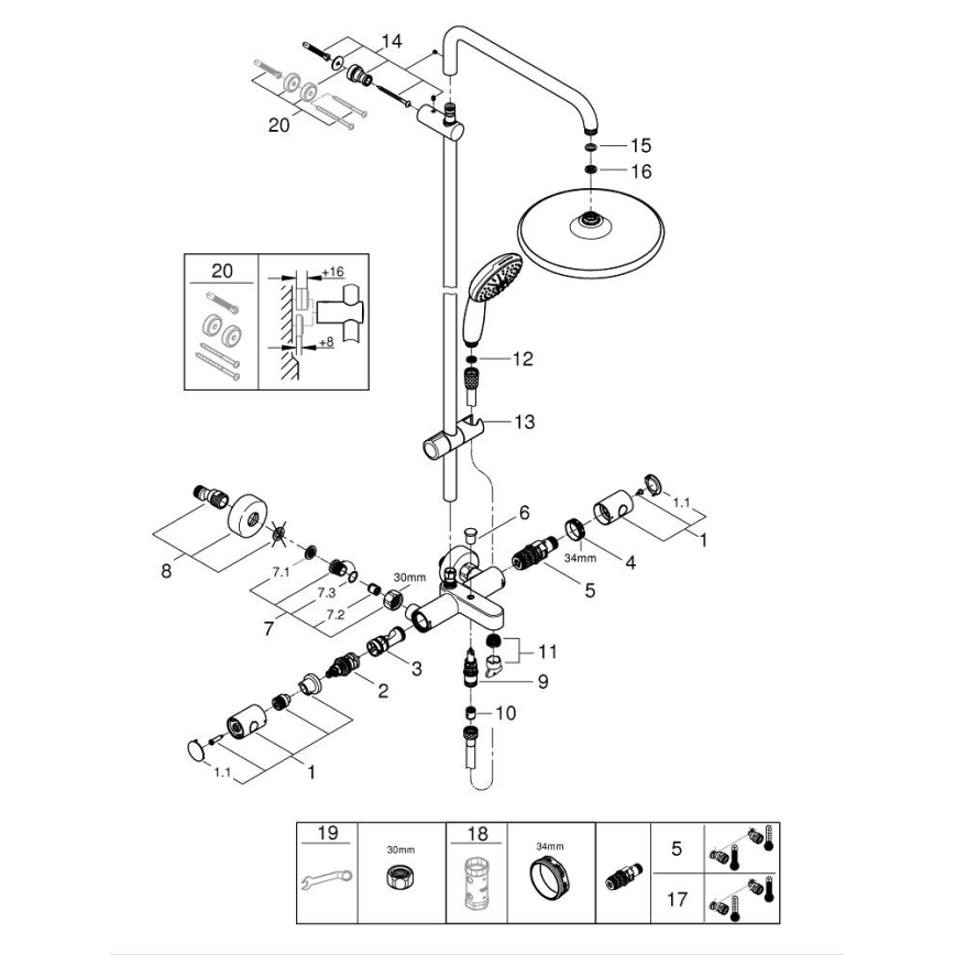 GROHE 26988001 - Sprchový systém VITALIO START SYSTEM 390 mm, lesklý chróm