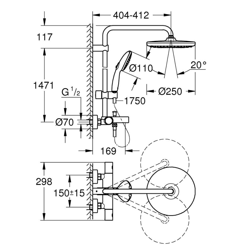 GROHE 26988001 - Sprchový systém VITALIO START SYSTEM 390 mm, lesklý chróm