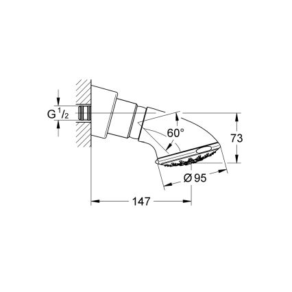GROHE 27062000 - Sprchová hlavica RELEXA 100 Five 95 mm lesklý chróm