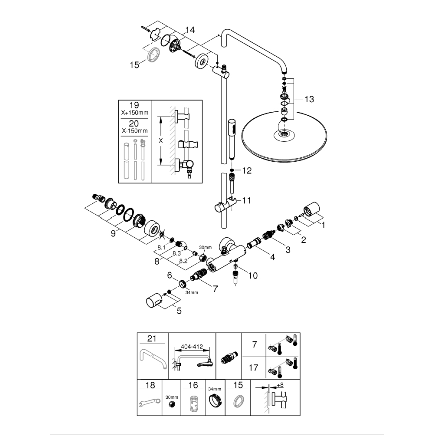GROHE 27174001 - Sprchový systém RAINSHOWER SYSTEM 400 450 mm lesklý chróm