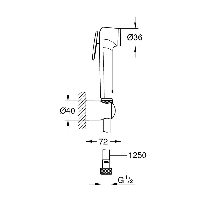 GROHE 27513AL1 - Ručná bidetová sprcha TEMPESTA-F TRIGGER SPRAY 30 1250 mm grafit