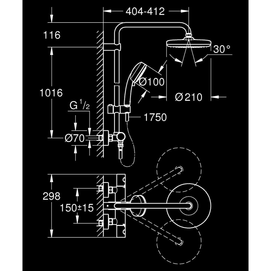 GROHE 27922001 - Sprchová súprava s termostatickou batériou TEMPESTA COSMOPOLITAN 210 lesklý chróm