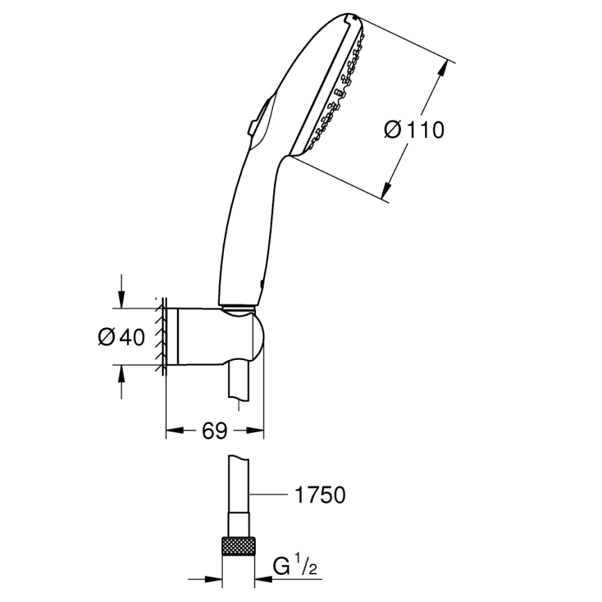 GROHE 279502431 - Sprchový set VITALIO START 110, 110 mm, čierny