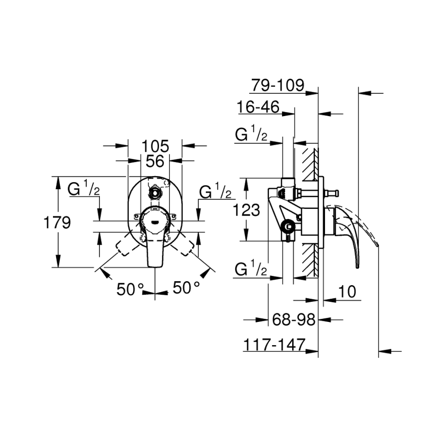 GROHE 29043000 - Vaňová batéria EUROCUBE lesklý chróm